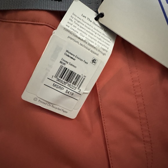 Stio Environ Ski Waterproof Snow Pants Smokey Salmon Women's Sizes Medium $419 - Picture 2 of 7